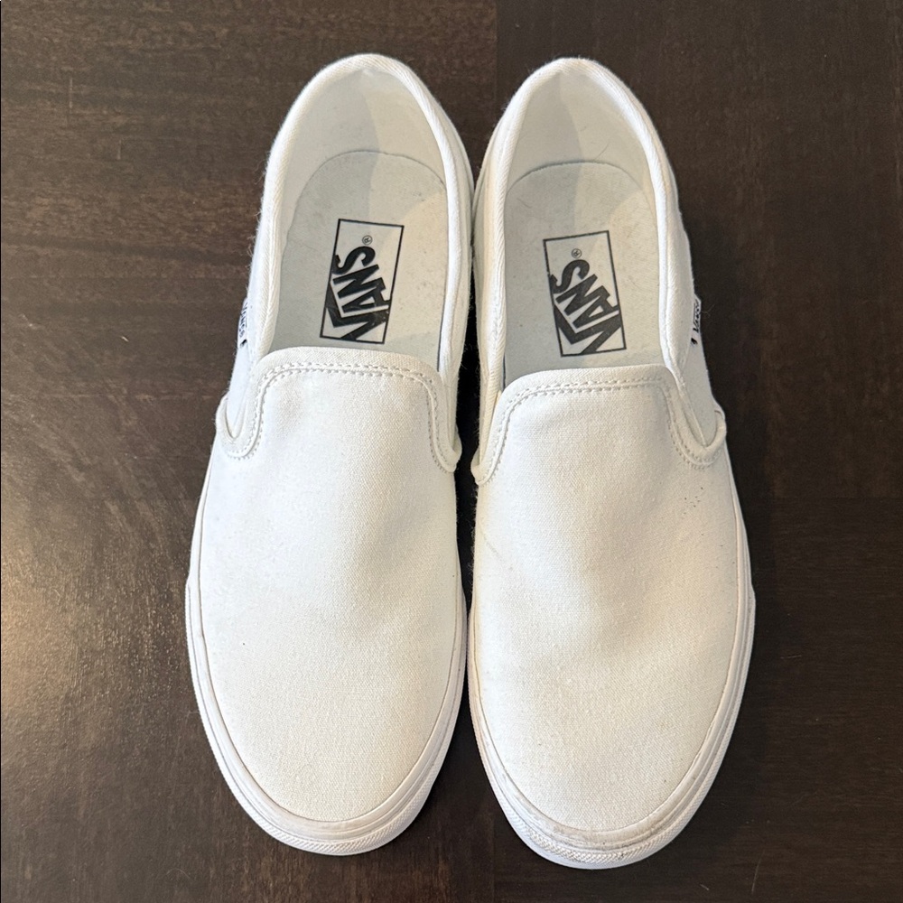 Vans White Slip-On Canvas Sneakers